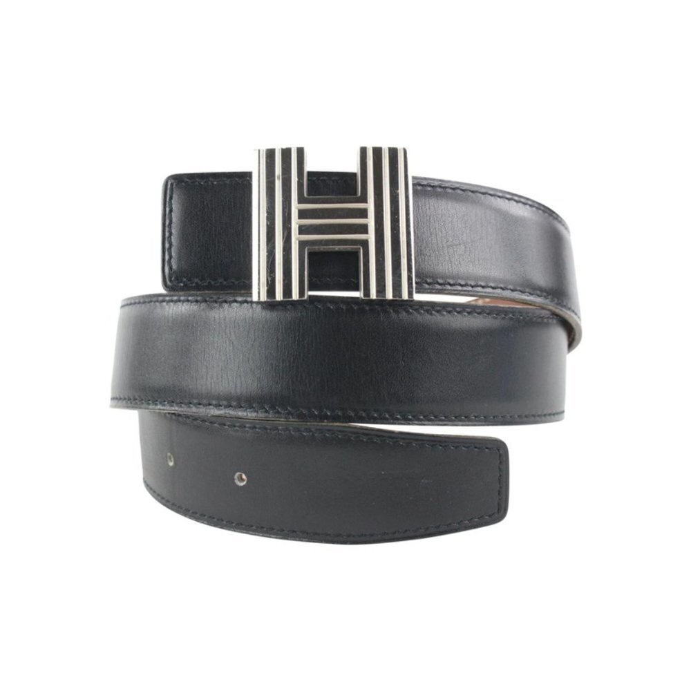 Hermès Black x Silver Reversible Cadena H Belt Kit
